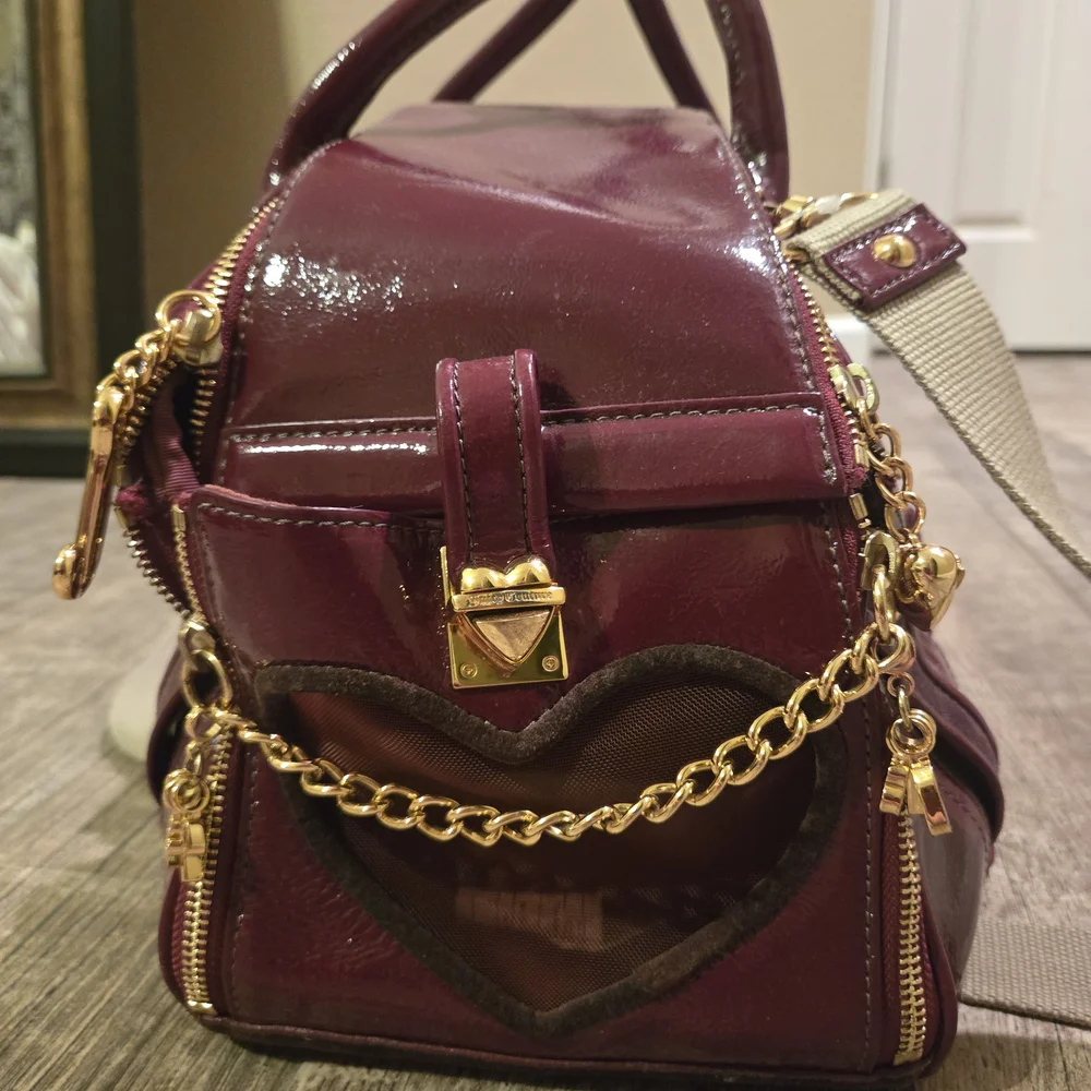 Vintage Y2K Juicy Leather Doggy Couture Drink Me Wine Pet Carrier